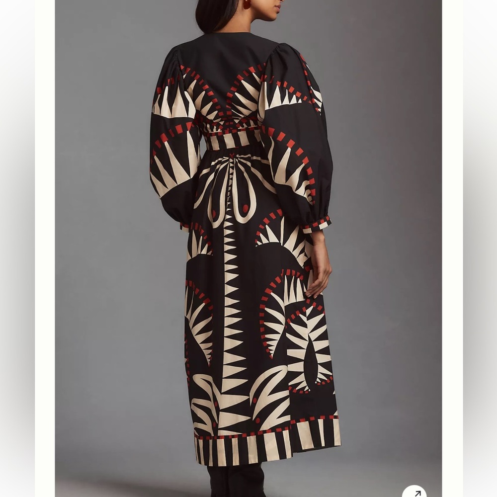 Farm Rio Coconut Grove Puff-Sleeve V- Neck Maxi Dress - Picture 4 of 6